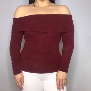 Fashion Nova Burgundy Off The Shoulder Sweater Sz S